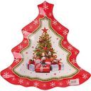Блюдо стеклянное новогодняя Ель, цвет красный, 24,5см