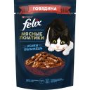 FELIX Мясные Ломтики. Корм консервированный полнорационный для взрослых кошек, с говядиной, Пауч, 75г