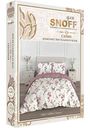 Комплект постельного белья семейный для Snoff Аросса сатин цвет: белый/приглушенный лиловый/зелёный, 4 предмета