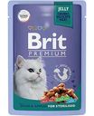 Влажный корм для стерилизованных кошек Brit Premium Утка с яблоками в желе, 85 г