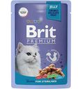 Влажный корм для стерелизованных кошек Brit Premium Перепел в желе, 85 г