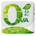 Бумага туалетная "DeLuxe", OVA, 3 слоя, 4 рулона