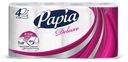 Бумага туалетная Papia Deluxe белая 4 слоя, 8шт