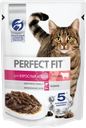 Корм консервированный для взрослых кошек PERFECT FIT Adult с говядиной в соусе, 75г
