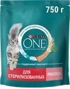 Корм сухой для взрослых кошек PURINA ONE для стерилизованных и кастрированных, с высоким содержанием лосося и пшеницей