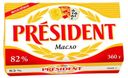 Масло President кисло-сливочное несоленое 82%, 360 г
