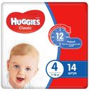 Подгузники Huggies Classic 4 размер 7-18 кг, 14 шт