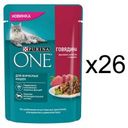 Корм влажный Purina One для стерилизованных кошек, говядина, 75 г (26 шт)