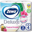 Бумага туалетная Zewa Deluxe белая 3 слоя, 4шт