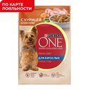 Корм для взрослых собак PURINA® ONE Мини курица-морковь-фасоль, 85г