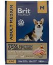 Корм для взрослых собак средних пород Brit Premium Курица и 5 трав, 3 кг
