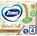 Туалетная бумага Zewa Natural Soft 4 слоя, 4 рулона