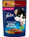 Влажный корм для взрослых кошек Felix Аппетитные кусочки Индейка и печень в желе, 75 г