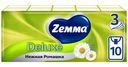 Платочки бумажные носовые Zemma Deluxe Нежная Ромашка 3 слоя, 10х10шт
