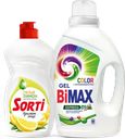 Вместе выгоднее: Средство для мытья посуды Sorti и Гель для стирки Bimax 