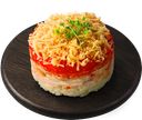 Салат слоеный с мясом копченой курицы, цена за 100 г