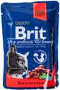 Корм Brit Premium для кошек, рагу из говядины и горошком, 100 г