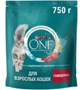 Сухой корм Purina One для кошек с говядиной, 750г