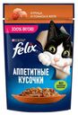 Влажный корм Felix Аппетитные кусочки курица и томаты в желе для кошек 75 г