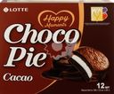 Пирожное LOTTE Choco Pie cacao бисквитное в шоколадной глазури, 12х28г