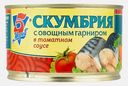 Скумбрия 5 Морей в томатном соусе с овощами 250г
