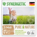 Подгузники дышащие ультратонкие Synergetic Pure&Nature 3 Midi (4-9 кг), 49 шт