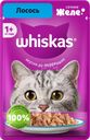 Корм консервированный для взрослых кошек WHISKAS желе с лососем, 75г