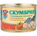 Скумбрия атлантическая 5 Морей с овощным гарниром в томатном соусе, 250 г