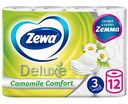 Туалетная бумага Zewa Deluxe Ромашка 3 слоя, 12рулонов
