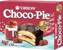 Пирожное Orion Choco Pie Raspberry бисквитное в шоколаде с малиной 360г