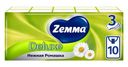 Платочки бумажные носовые Zemma Deluxe Нежная Ромашка 3 слоя, 10х10шт