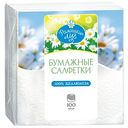 Салфетки бумажные Ромашкин луг белые однослойные с тиснением, 24 см, 100шт.