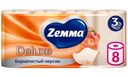 Туалетная бумага Zemma Deluxe Бархатистый персик 3 слоя, 8шт