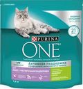 Корм сухой для взрослых кошек PURINA ONE Sensitive Индейка и рис, с чувствительным пищеварением, 1,5кг