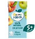 Сок ФрутоНяня яблочно-персиковый без сахара, 200мл