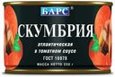 Скумбрия Барс кусочки в томатном соусе 250 г