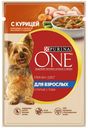 Корм для собак Purina ONE Мини для взрослых мелких пород с курицей морковью и зеленой фасолью, 85 г