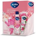 Набор декоративной косметики Aura Цветочный коктейль гель для душа и крем для рук 2 предмета