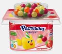 Йогурт с клубникой и злаковыми драже со вкусом банан-апельсин Растишка 3% 116г
