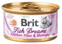 Консервированный корм для кошек Brit куриное филе и креветки, 80 г