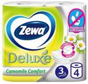 Туалетная бумага Zewa Deluxe Ромашка 3 слоя 4 рулона