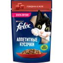 Felix Аппетитные кусочки. Корм консервированный полнорационный для взрослых кошек, с говядиной в желе, 75 г