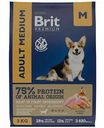 Корм для взрослых собак средних пород Brit Premium Курица и 5 трав, 3 кг