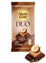 Шоколад Alpen Gold Duo с начинкой с какао, фундуком и вафельной крошкой в карамели темный и молочный 130г