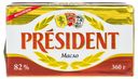 Кислосливочное масло несоленое President высший сорт 82% 360 г