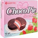 Печенье прослоённое Choco Pie Lotte со вкусом Клубники, 336 г