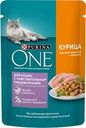 Корм влажный для взрослых кошек PURINA ONE Sensitive с курицей и морковью в соусе, 75г