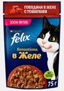 Влажный корм для кошек Sensations говядина в желе с томатами Felix 75г