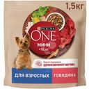 Сухой корм Purina One для собак с говядиной и рисом, 1.5кг