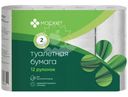 Бумага белая туалетная неароматизированная 2 слоя Маркет, 12шт